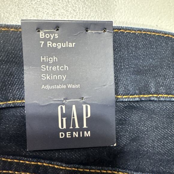 GAP Denim Jeans Boys Size 7 Reg Stretch Skinny Blue Adjustable Waist Pockets - Picture 5 of 10